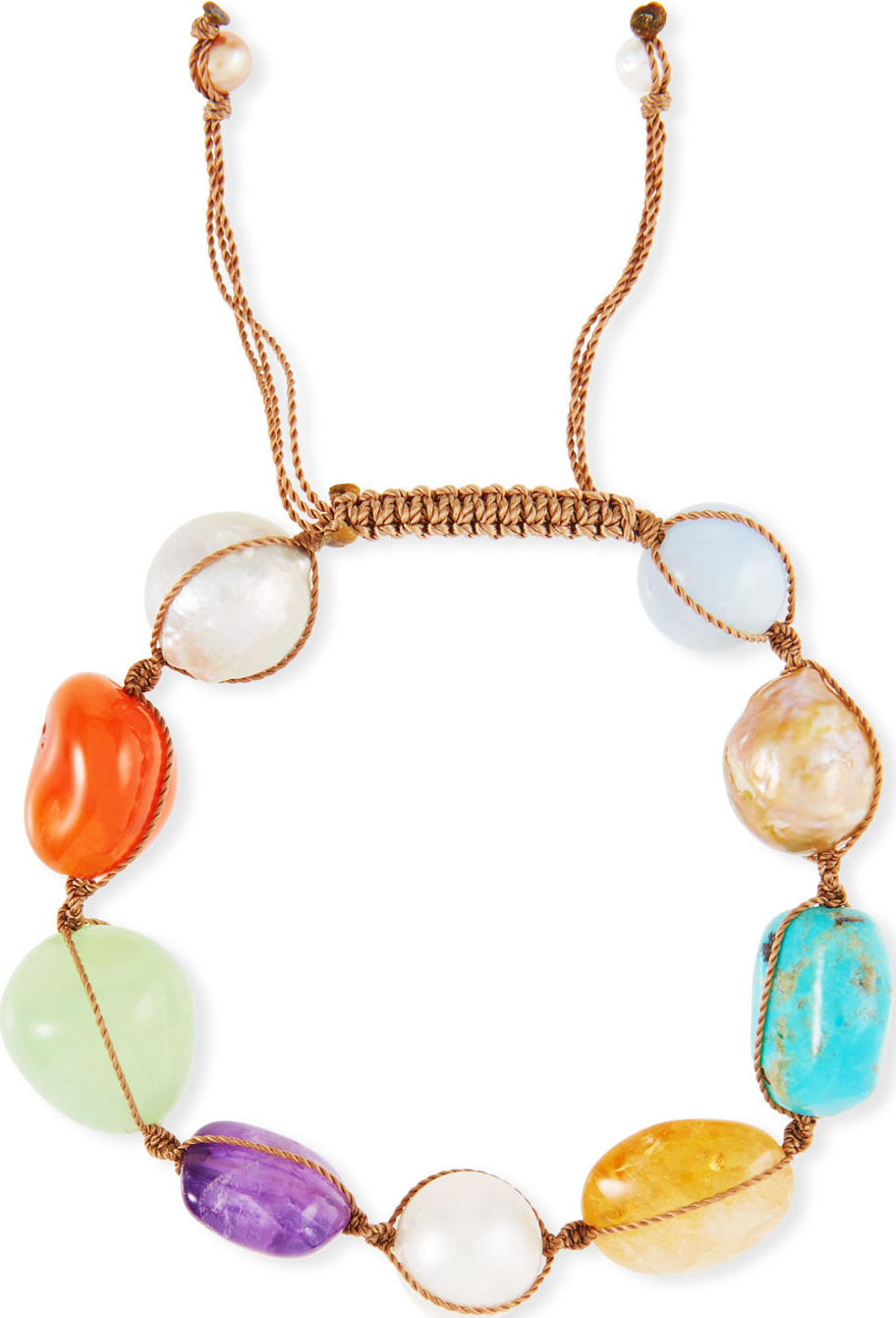 Margo Morrison Multi-Stone & Pearl Adjustable Bracelet