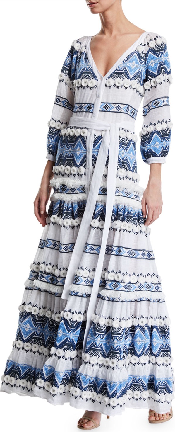 Alexis Wylla Embroidered Long-Sleeve Maxi Dress