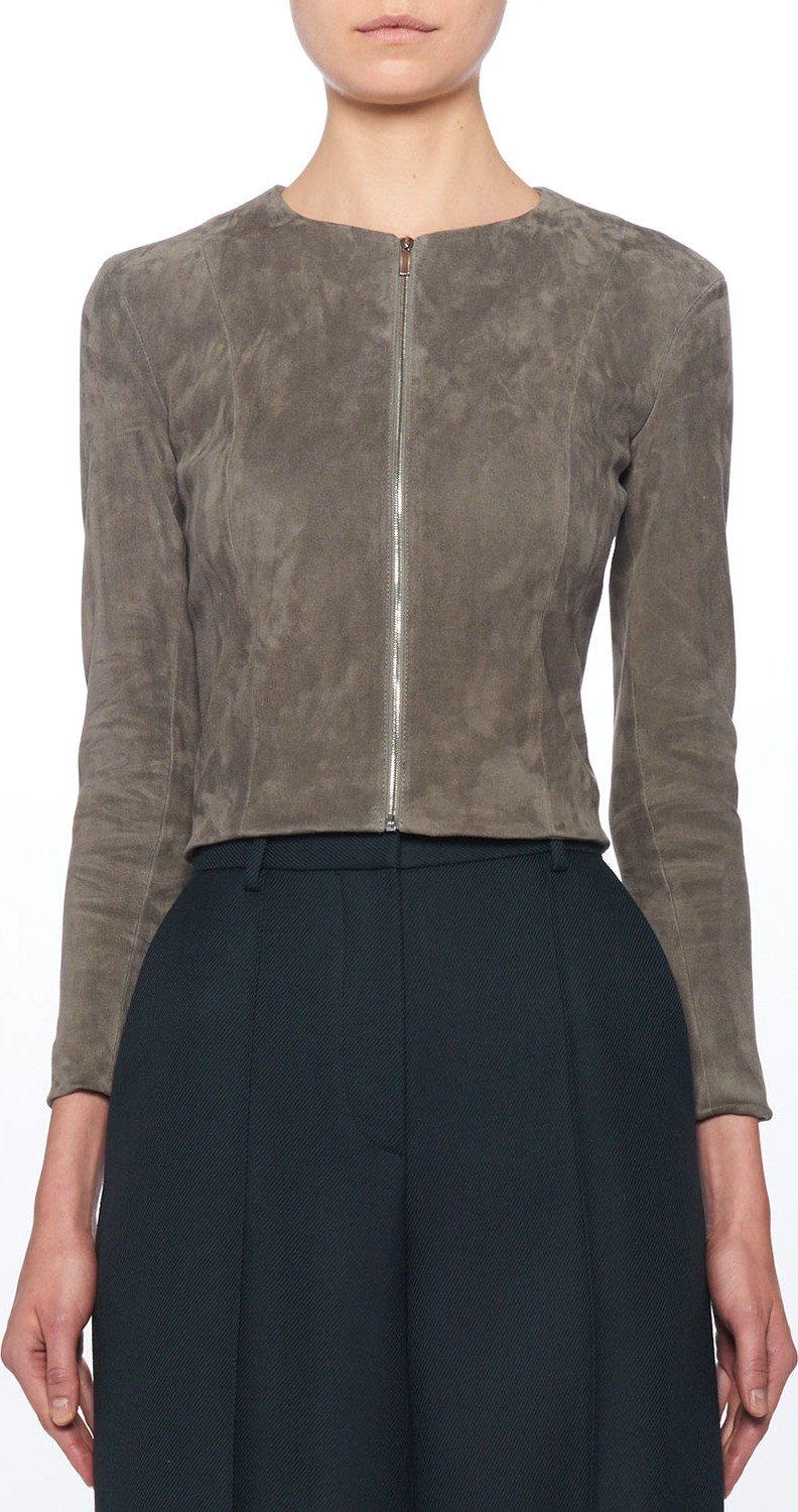 THE ROW Stanta Leather Cropped Zip Jacket