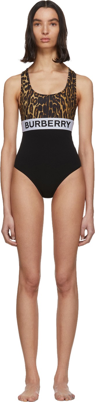 Burberry London England Black Logo One-Piece Swimsuit