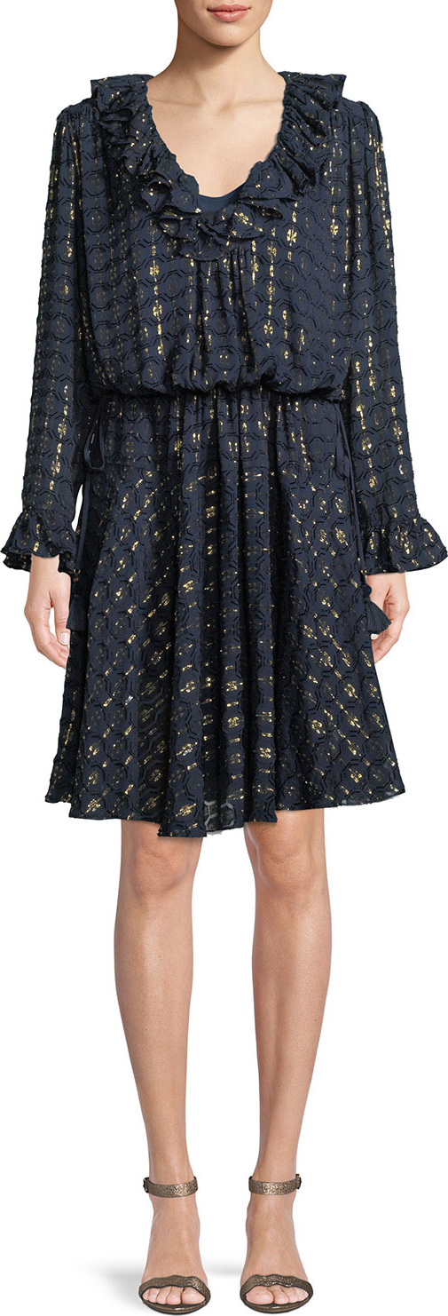 Tory Burch Jasmine Metallic-Stripe Dress