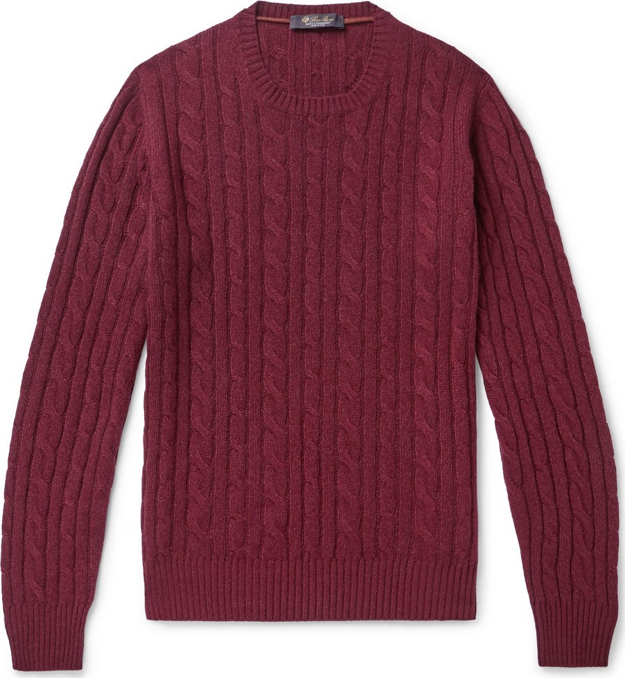 Loro Piana Girocollo Slim-Fit Cable-Knit Baby Cashmere Sweater