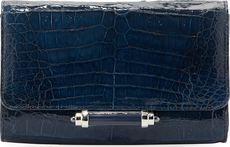 Judith Leiber Sloane Mini Metallic Crocodile Evening Clutch Bag