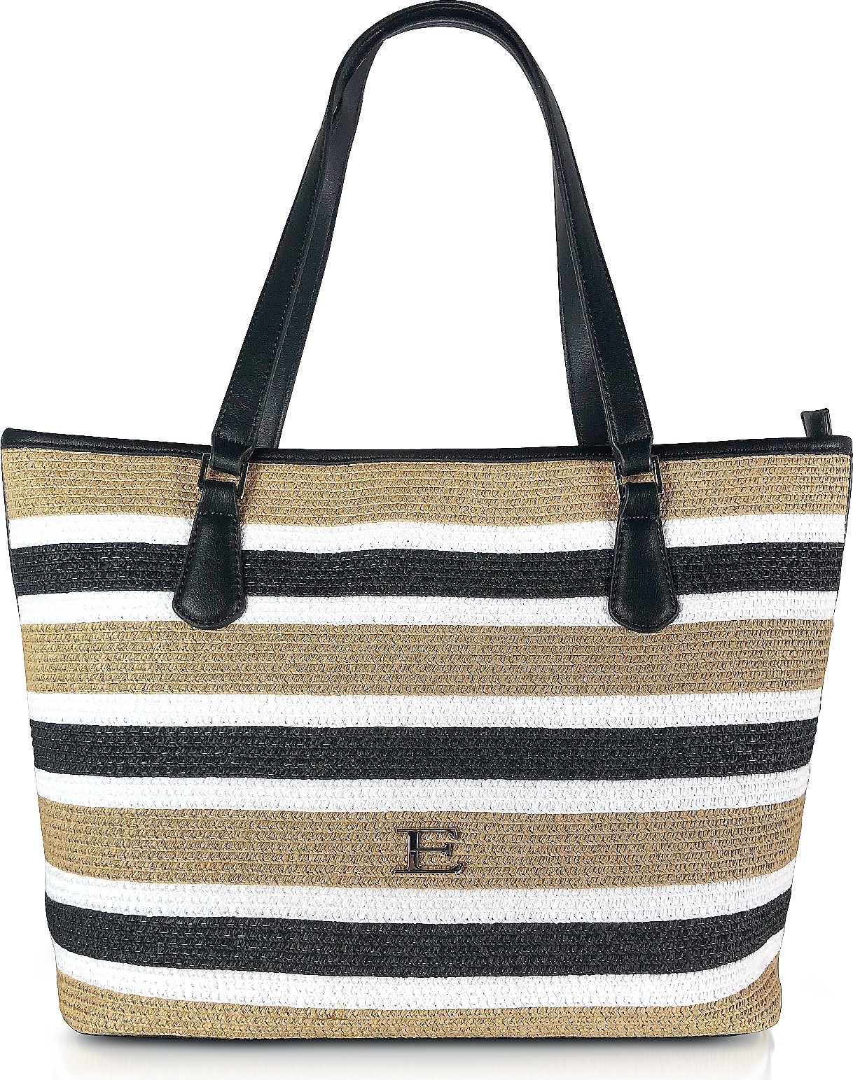 Ermanno Scervino Striped Raffia Tote Bag