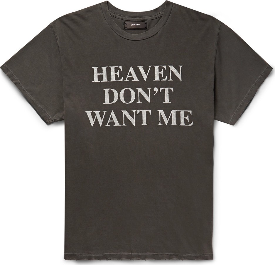 Amiri Distressed Printed Cotton-Jersey T-Shirt