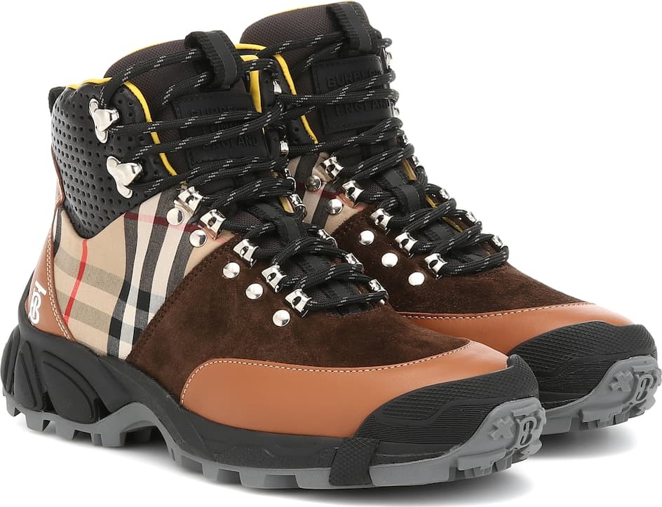 Burberry London England Archive Check leather ankle boots