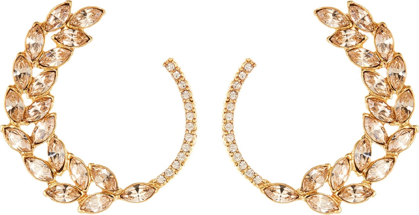 Oscar De La Renta Navette & Pavé Hoop Earrings