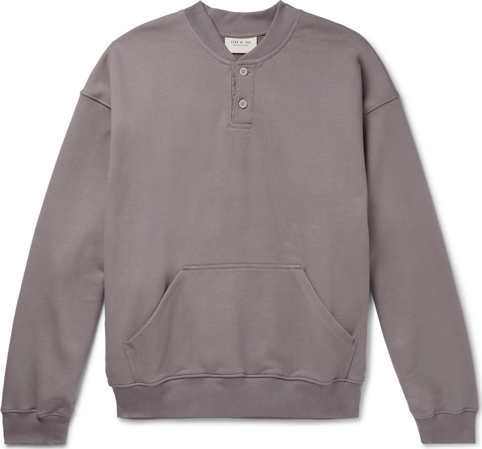Fear of God Oversized Loopback Cotton-Jersey Henley Sweatshirt