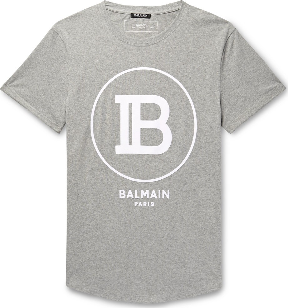Balmain Logo-Flocked Mélange Cotton-Jersey T-Shirt