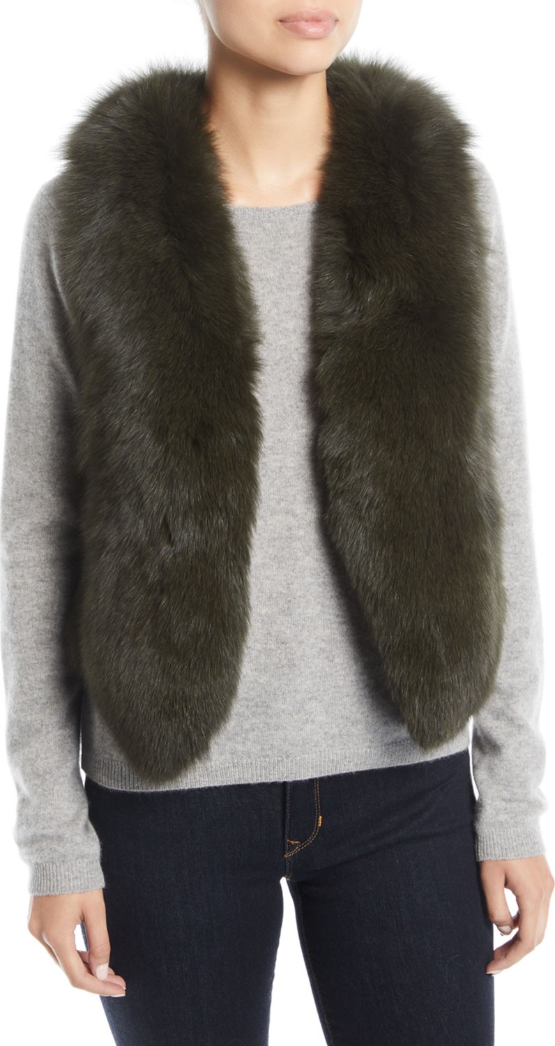 Adrienne Landau Short Fur Vest w/ Cutout Back