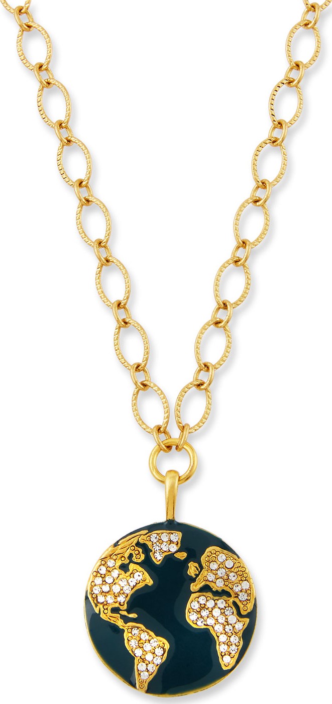 Sequin Globe Talisman Necklace w/ Crystals
