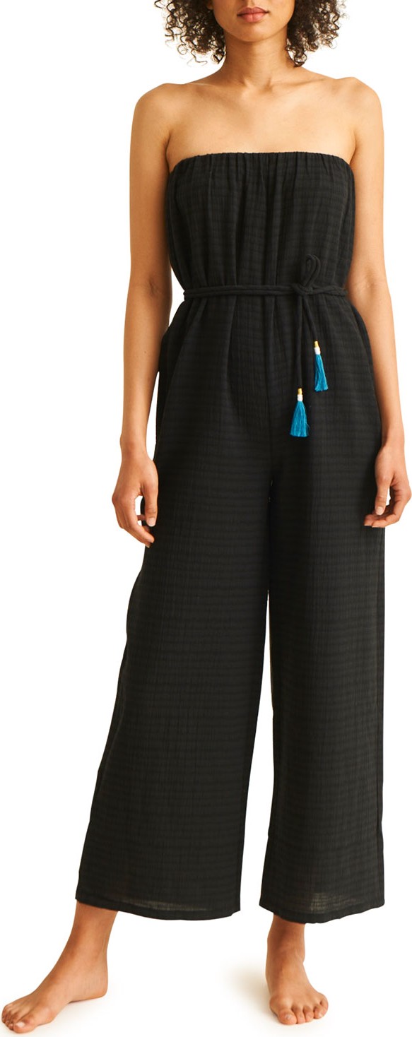 SKIN Dessa Strapless Wide-Leg Jumpsuit with Tassel Ties