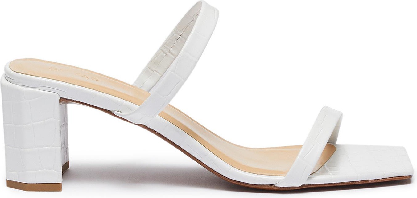 By Far Tanya double strap heel croc embossed leather sandal