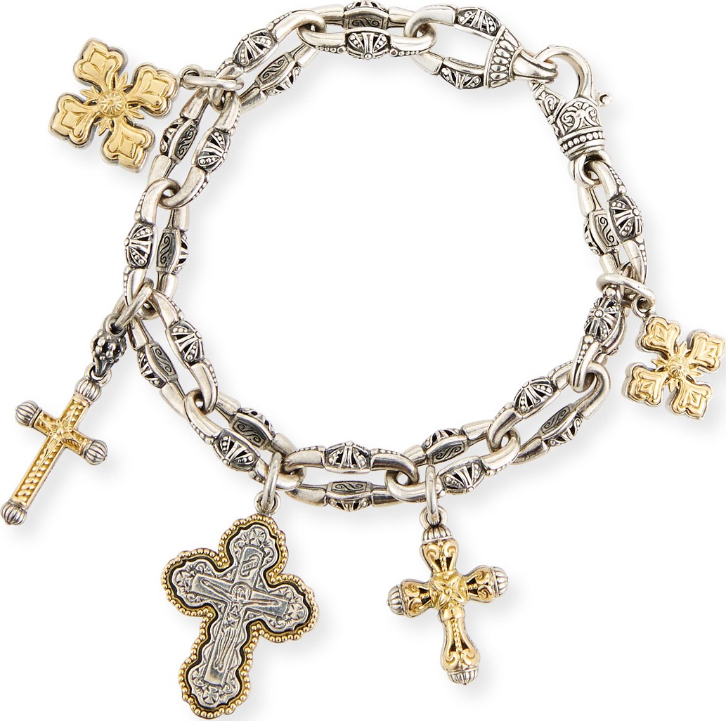 Konstantino Sterling Silver & 18K Gold Cross Charm Bracelet