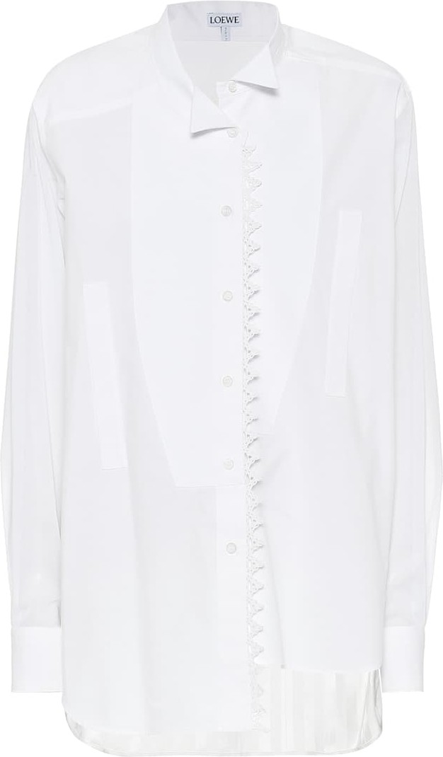 LOEWE Embroidered asymmetric cotton shirt