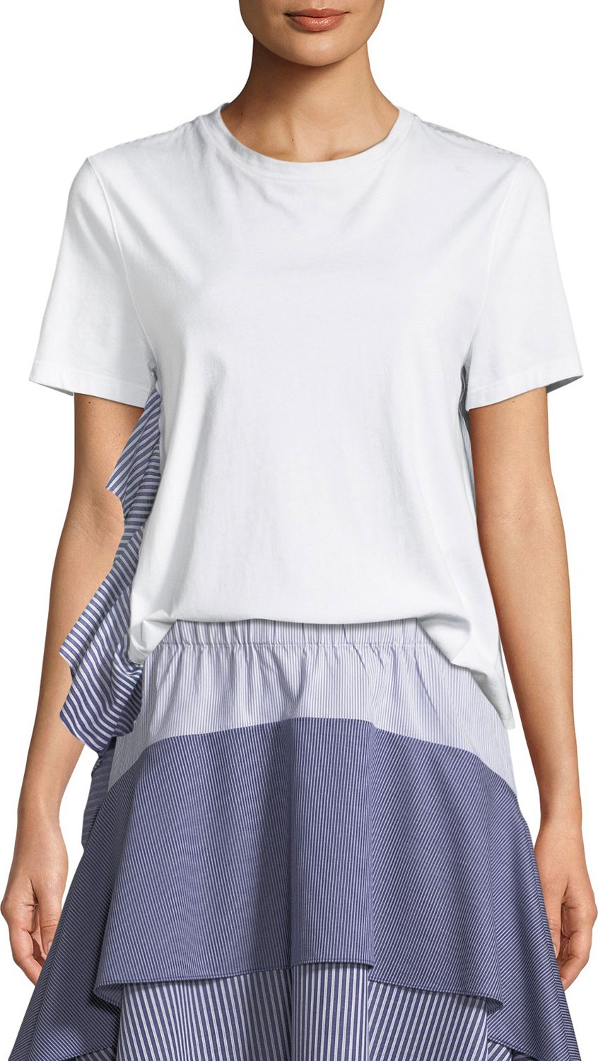 Opening Ceremony Striped Combo Ruffle Tee