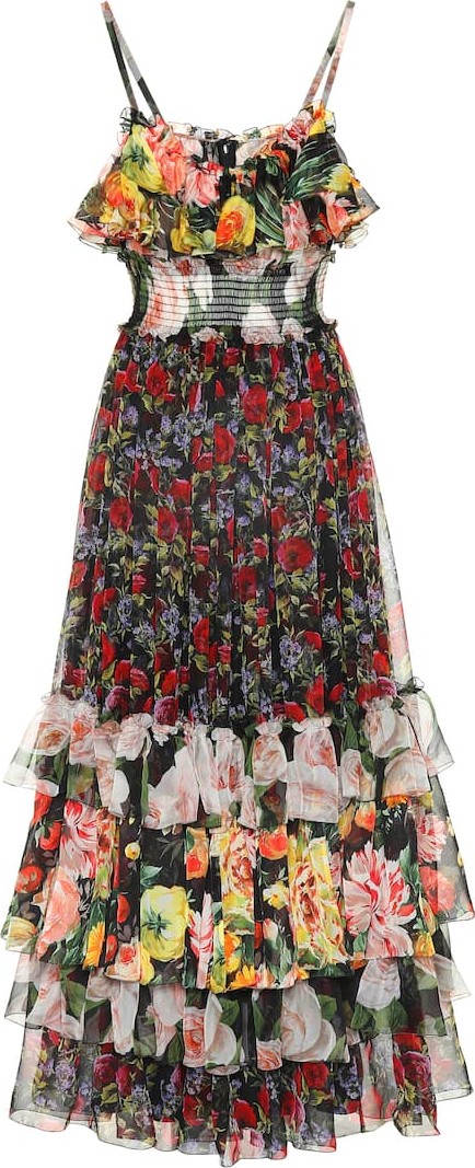 Dolce & Gabbana Floral-printed silk chiffon dress