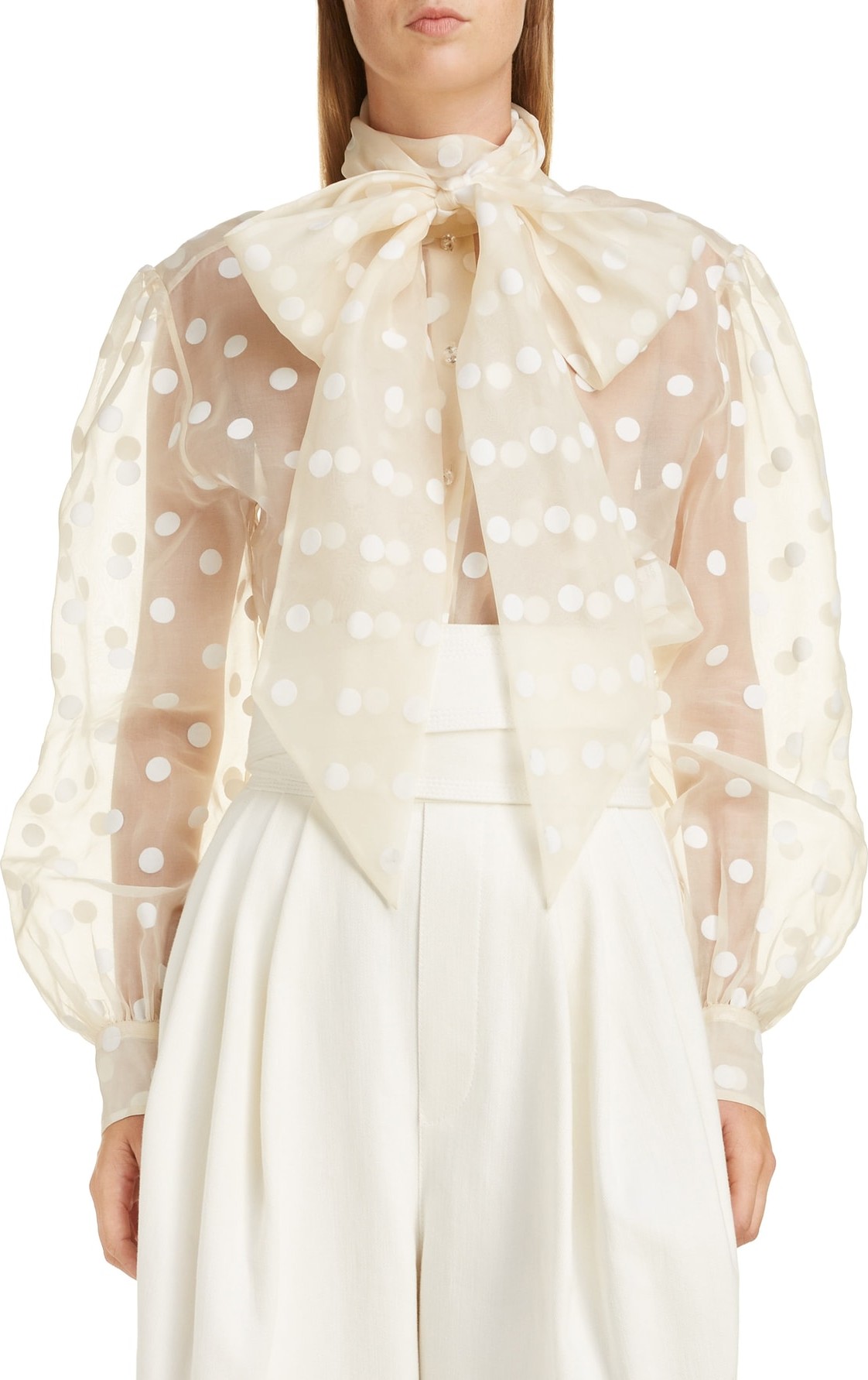 MARC JACOBS Tie Neck Polka Dot Silk Blouse