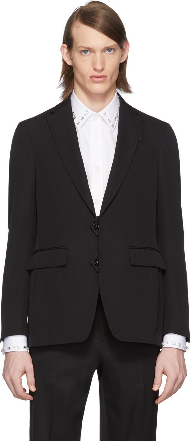 Burberry London England Black Wool Tailored Blazer