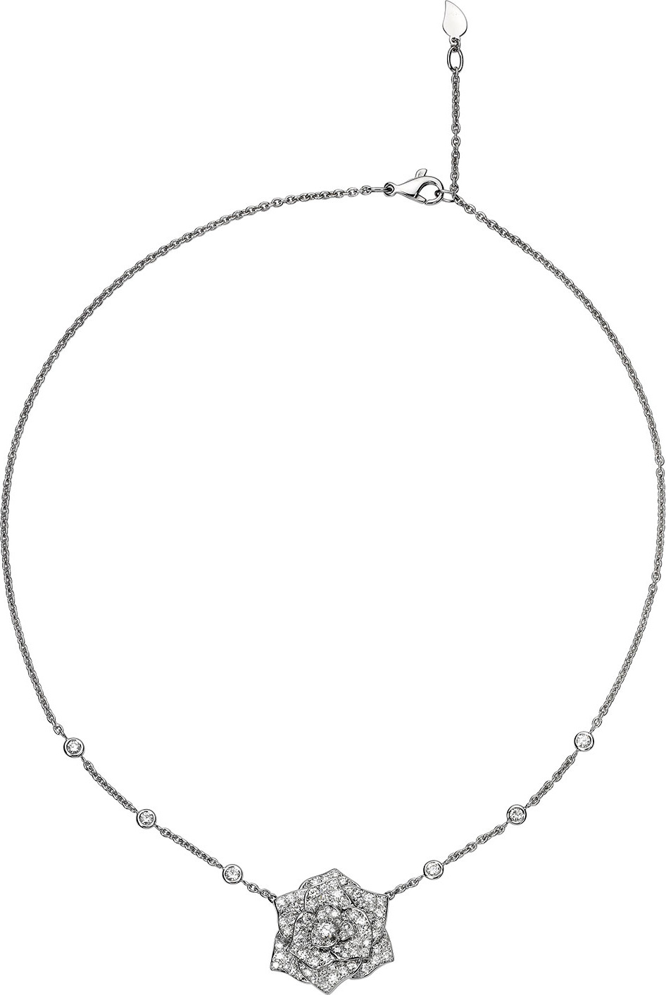 Piaget 18K White Gold Rose Necklace with Diamonds