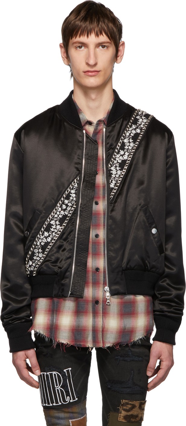 Amiri Black Guitar Strap Bomber Jacket