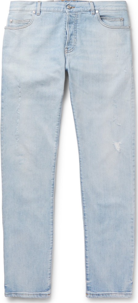 Balmain Tapered Distressed Denim Jeans