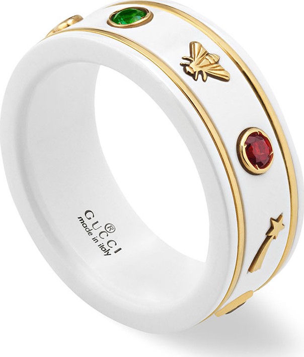 Gucci Icon Band Ring in White, Size 6.75