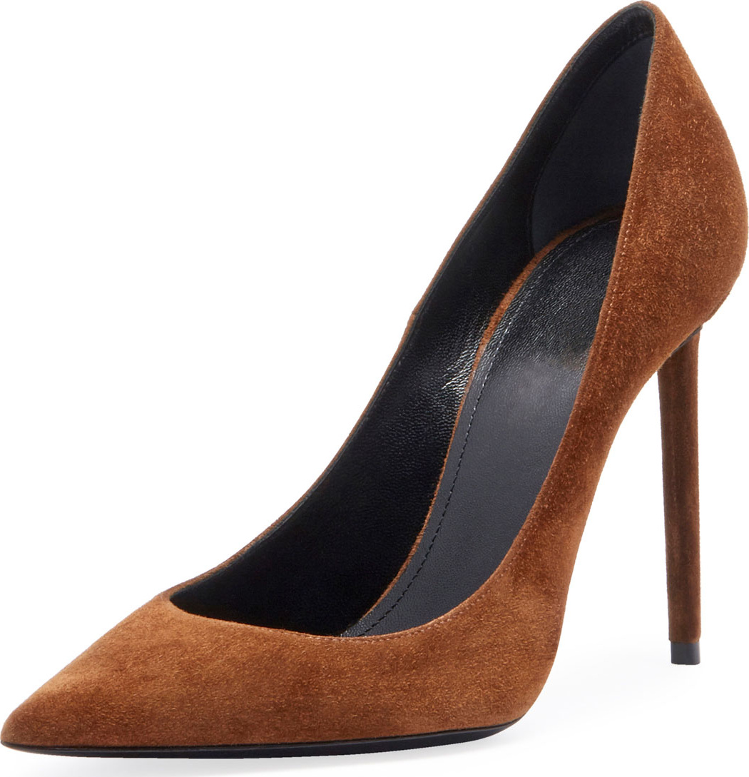 Saint Laurent Zoe Suede Point-Toe Pump