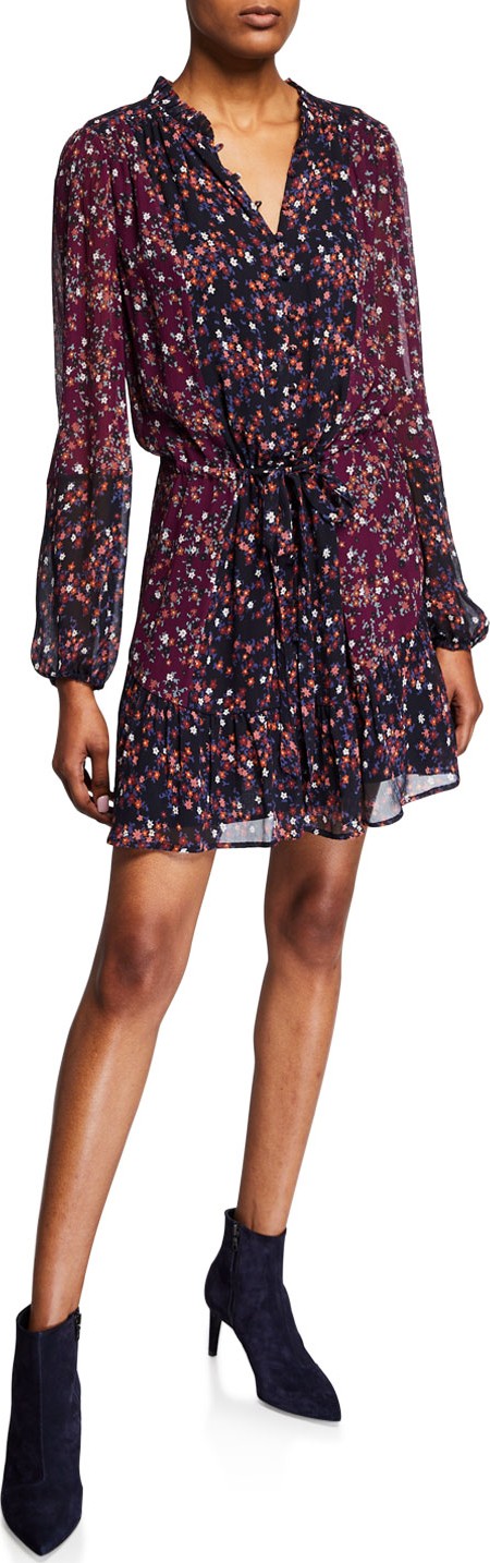 PAIGE Sonoma Floral Button-Front Silk Dress