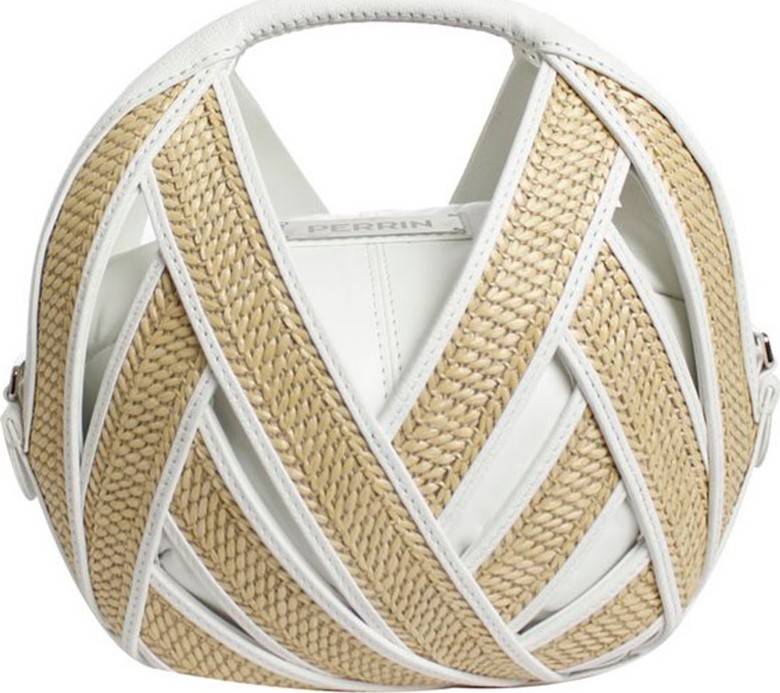 Perrin Paris Le Petit Panier Raffia Top-Handle Bag