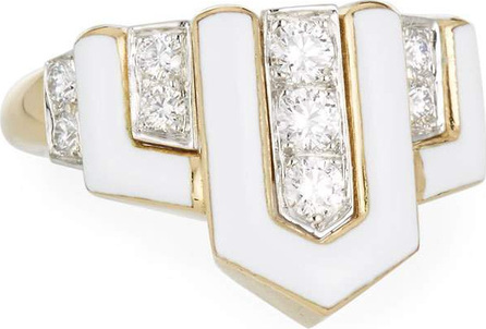 David Webb Geometric White Enamel & Diamond Ring David Webb Geometric White Enamel & Diamond Ring