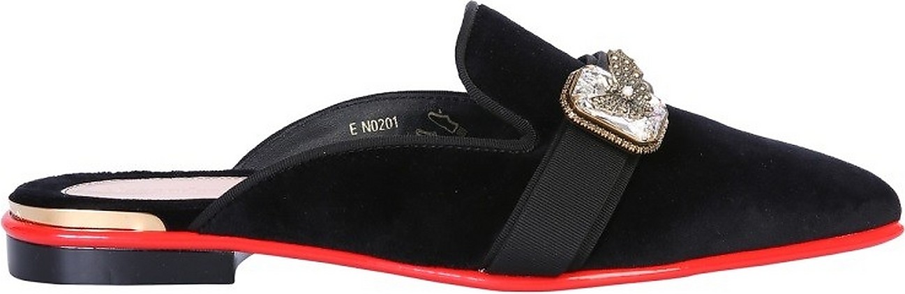 Alexander McQueen Black Velvet Jewel Mules