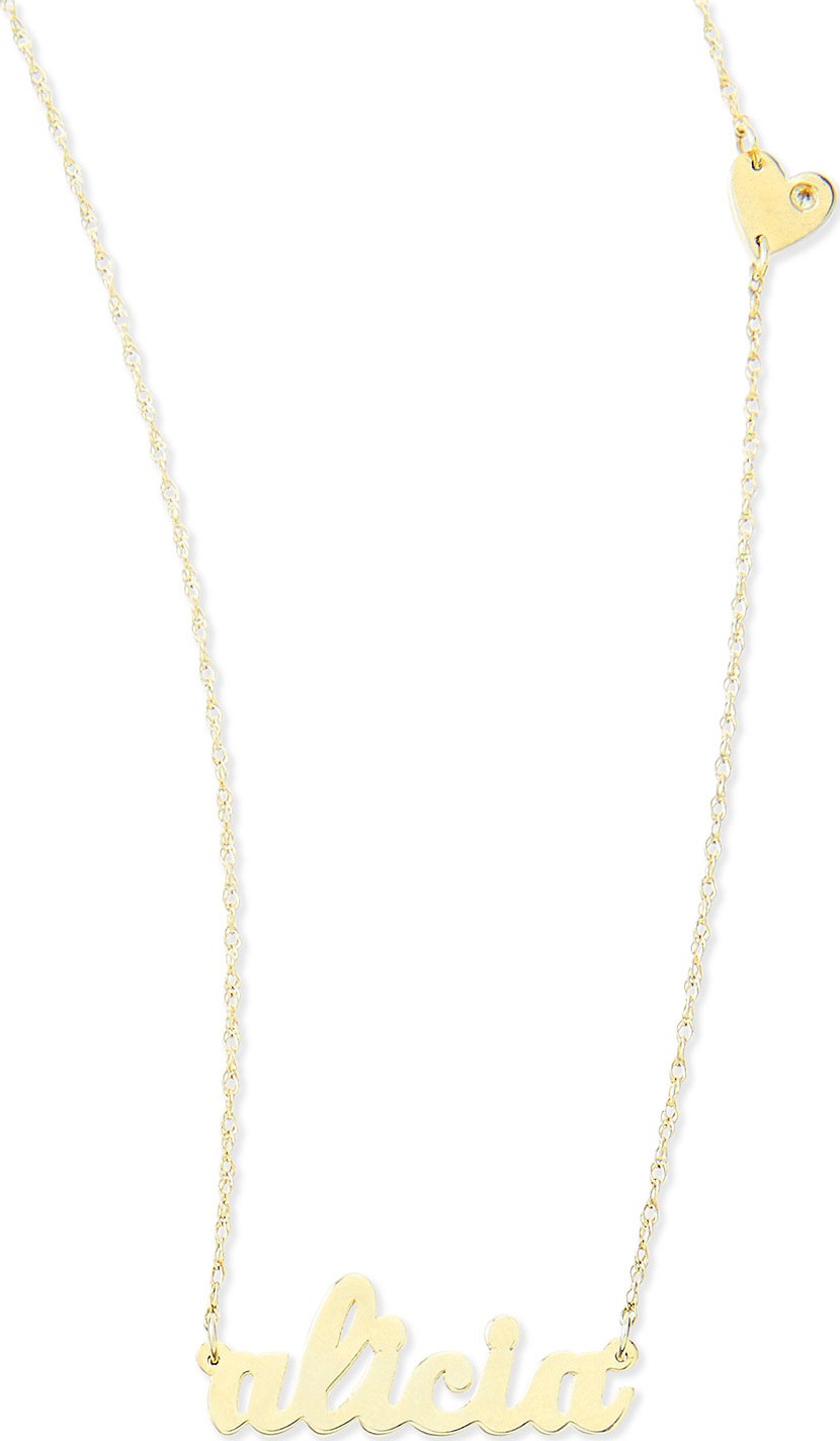 Jennifer Zeuner Jewelry Abigail-Style Personalized Name Necklace with Diamond Heart