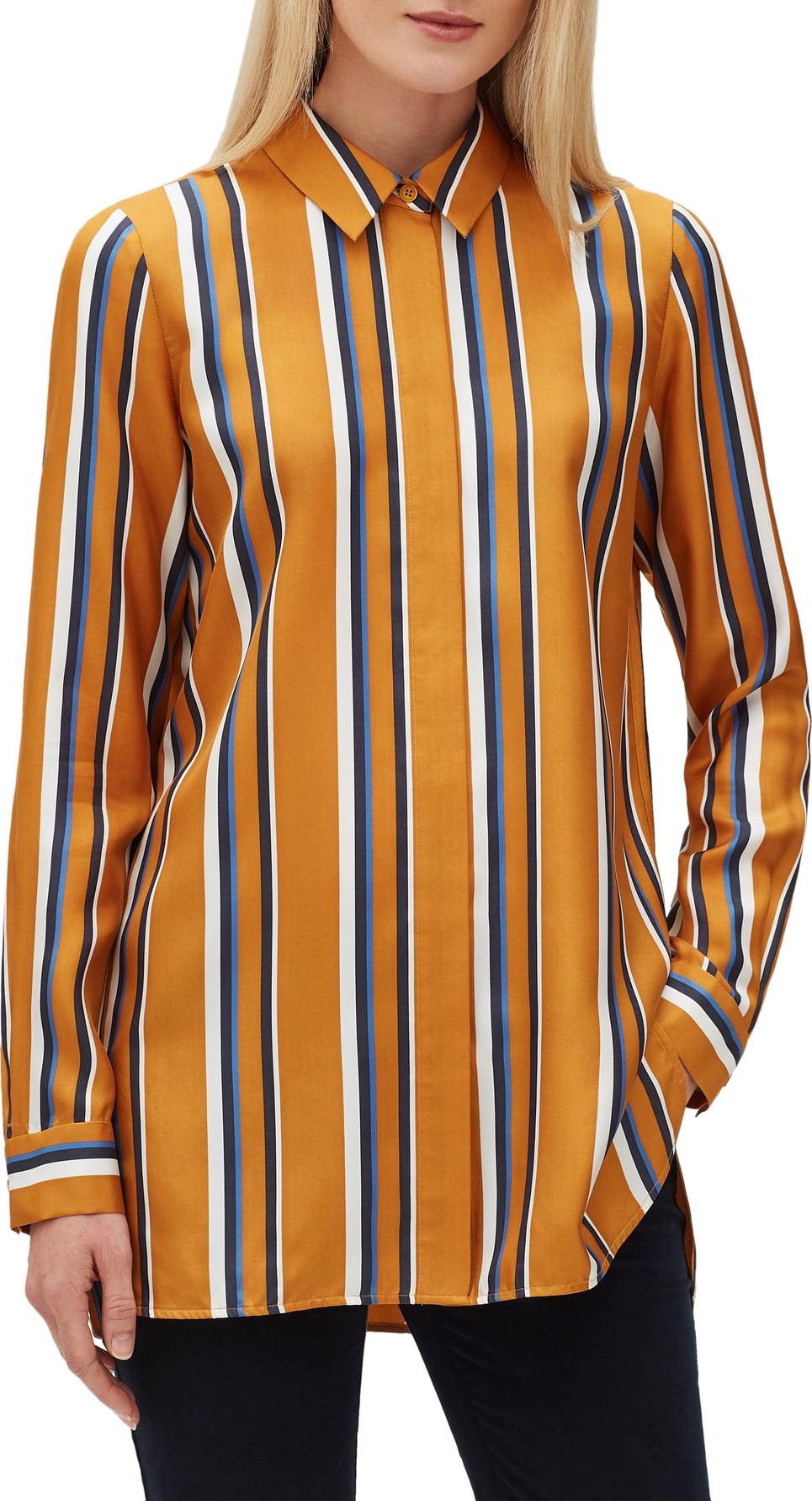 Lafayette 148 New York Barry Trailblazer Stripe Silk Blouse