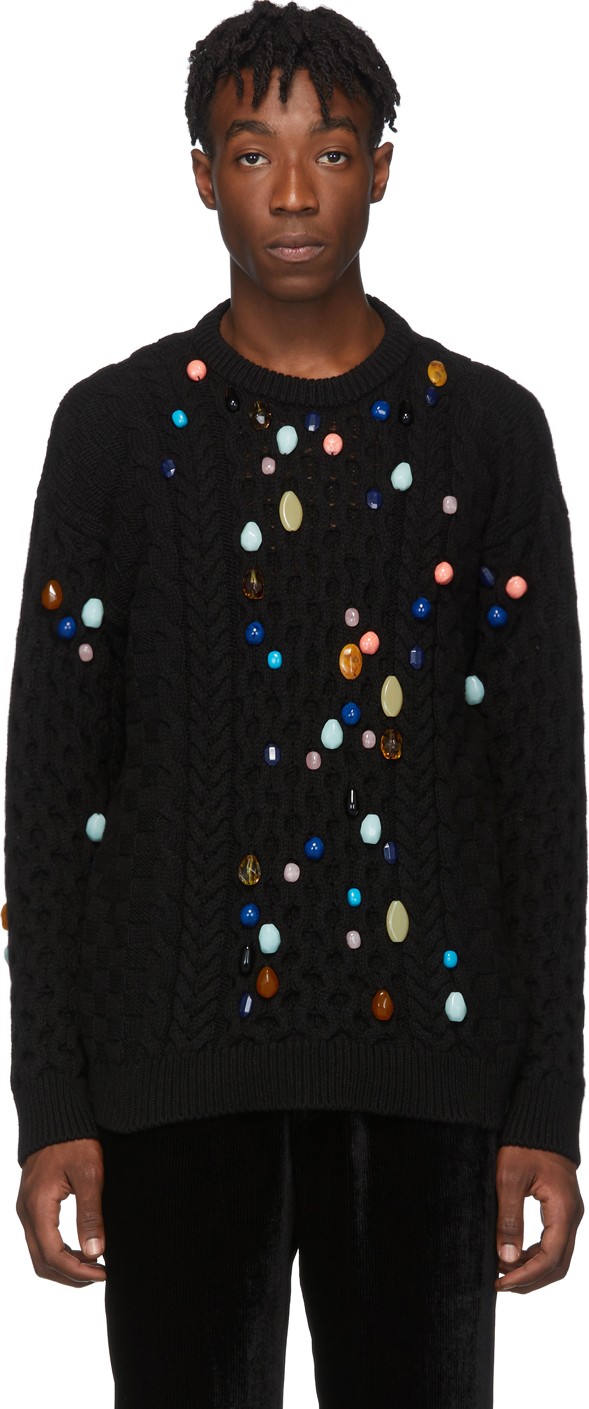 LOEWE Black Stone Cable Sweater