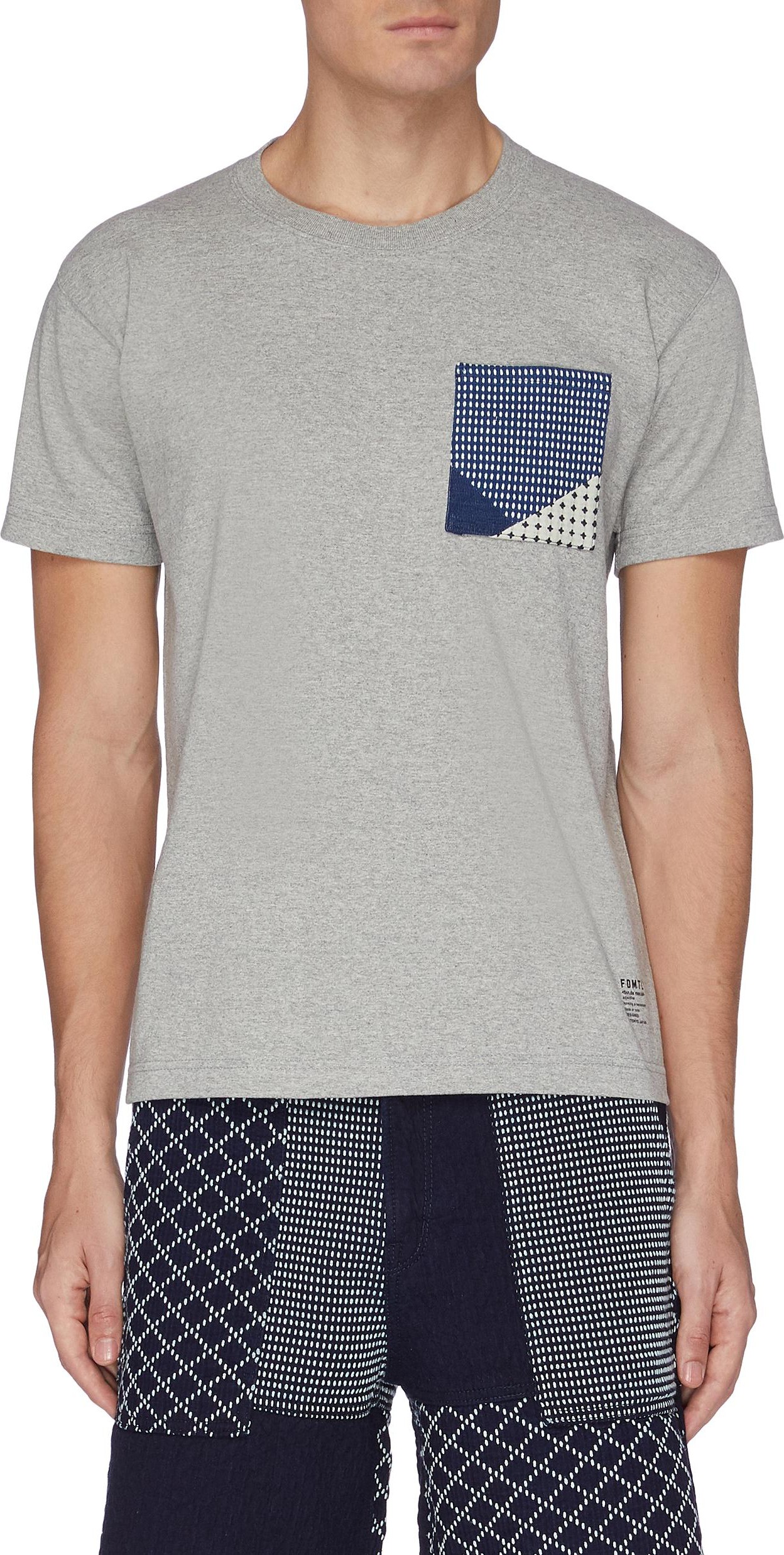 FDMTL 'Origami' check boro patchwork T-shirt