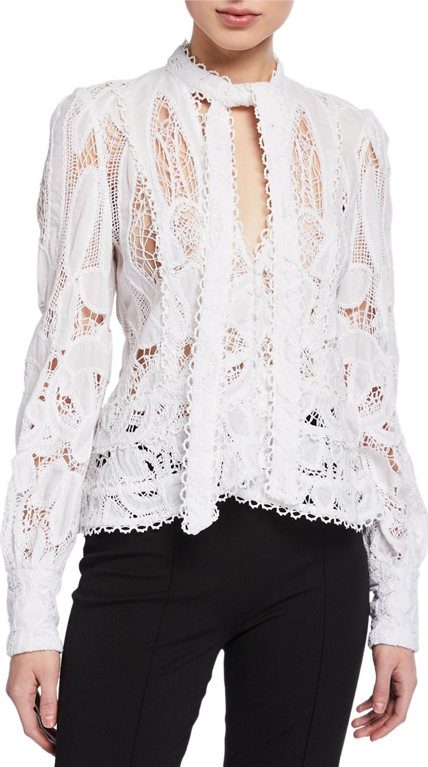 Alexis Kadinksy Tie-Neck Lace Top