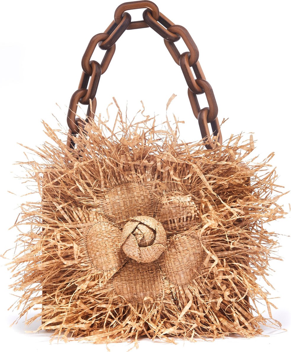 Oscar De La Renta Tro Mini Raffia Crossbody Bag