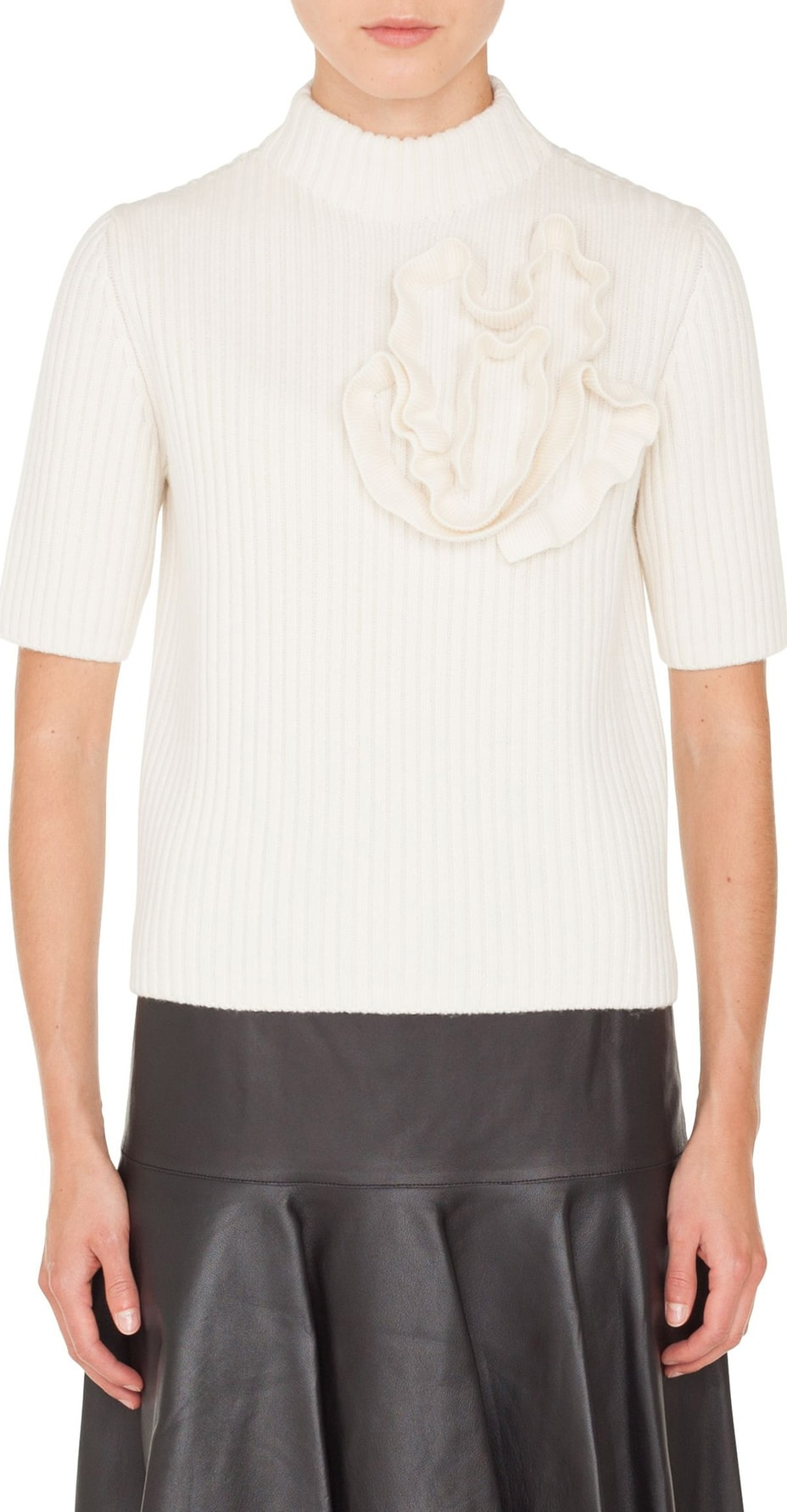 Akris Punto Flower Detail Mock Neck Sweater