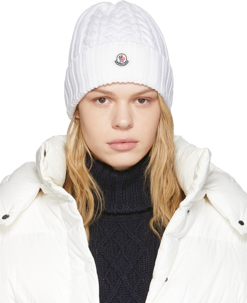 Moncler White Wool Beanie