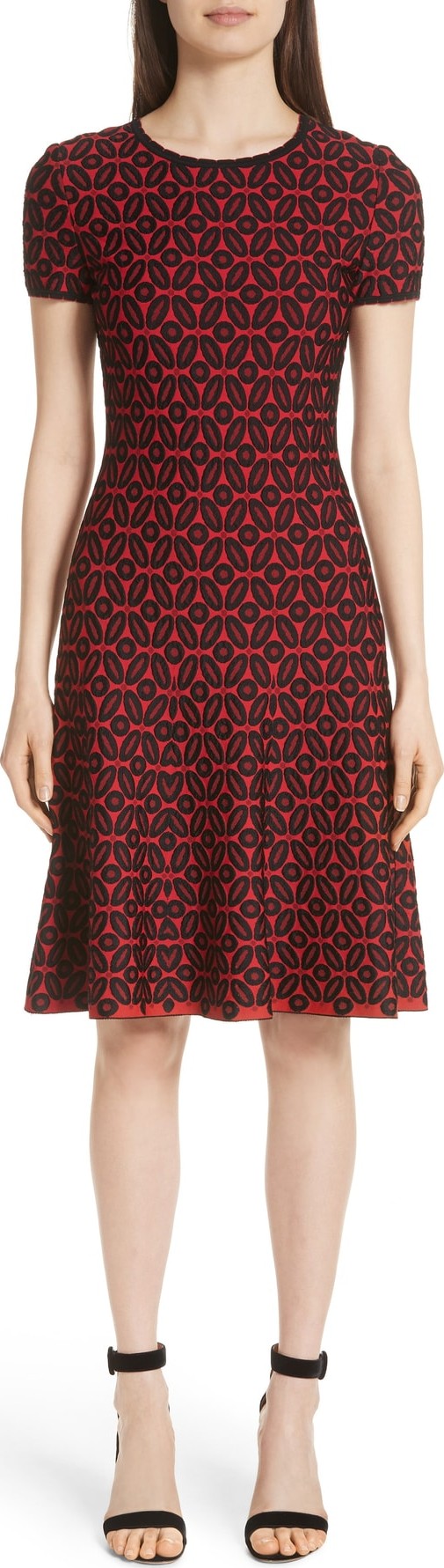 St. John Floral Blister Jacquard Knit Dress