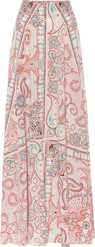 Etro Printed silk skirt