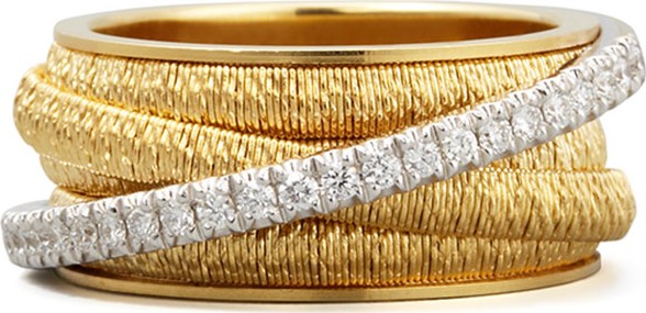 Marco Bicego Diamond Cairo 18k Five-Strand Ring with Diamond Accent, Size 7