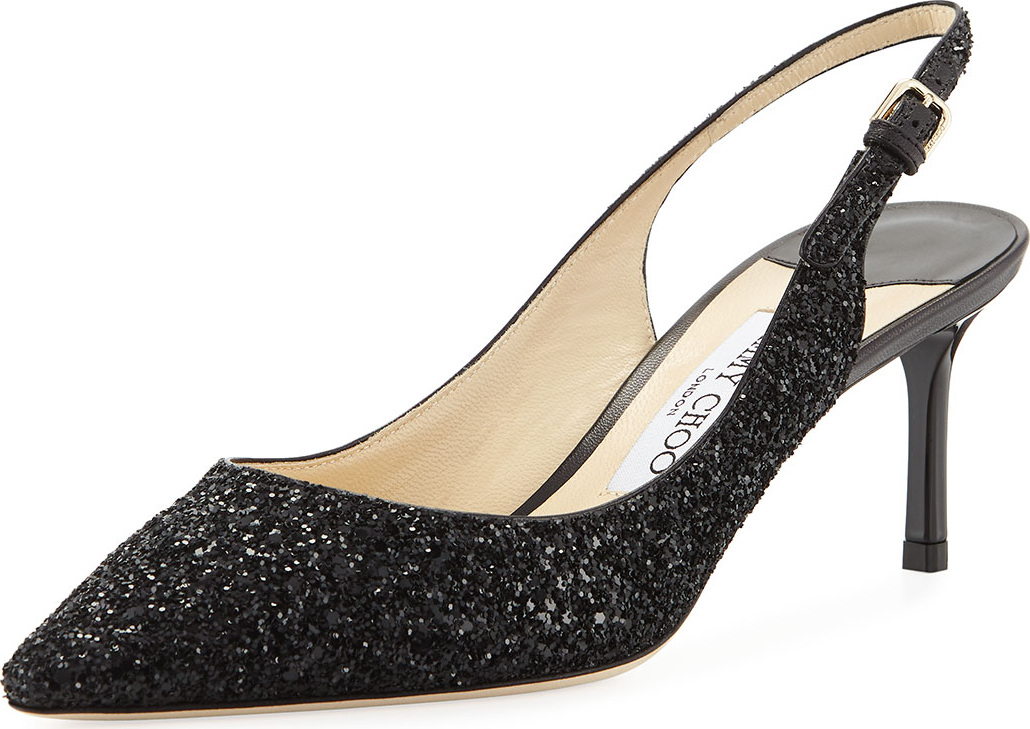 Jimmy Choo Erin 60mm Coarse Glitter Slingback Pumps