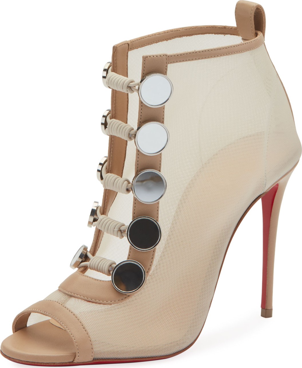 Christian Louboutin Marikat Open-Toe Toggle Red Sole Booties