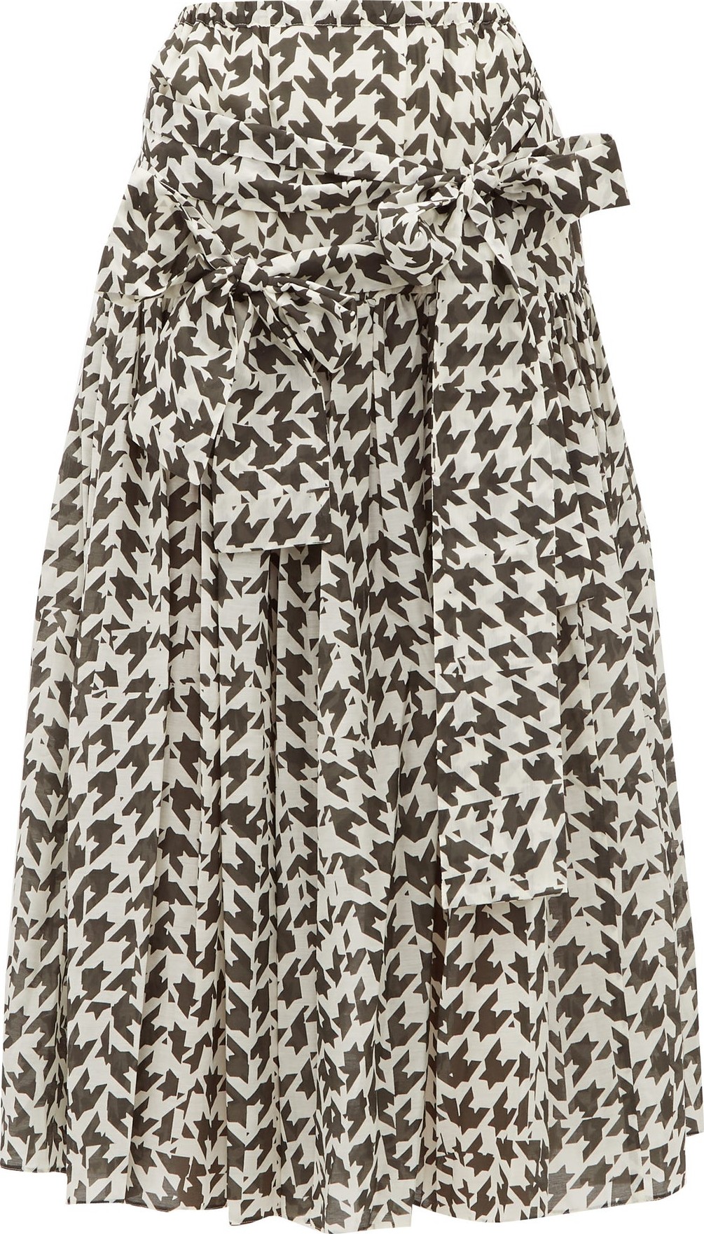 Sara Lanzi Houndstooth-print cotton-blend midi skirt