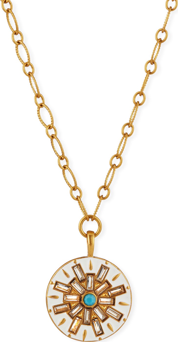 Sequin Compass Long Enamel Talisman Necklace