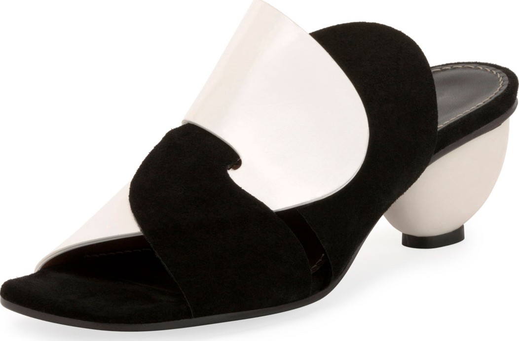 Proenza Schouler Suede and Leather Ball-Heel Slide Sandals
