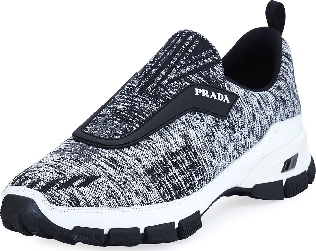 Prada Men's Nylon Tech Mouline Cross-Section Slip-On Sneakers Prada Men's Nylon Tech Mouline Cross-Section Slip-On Sneakers