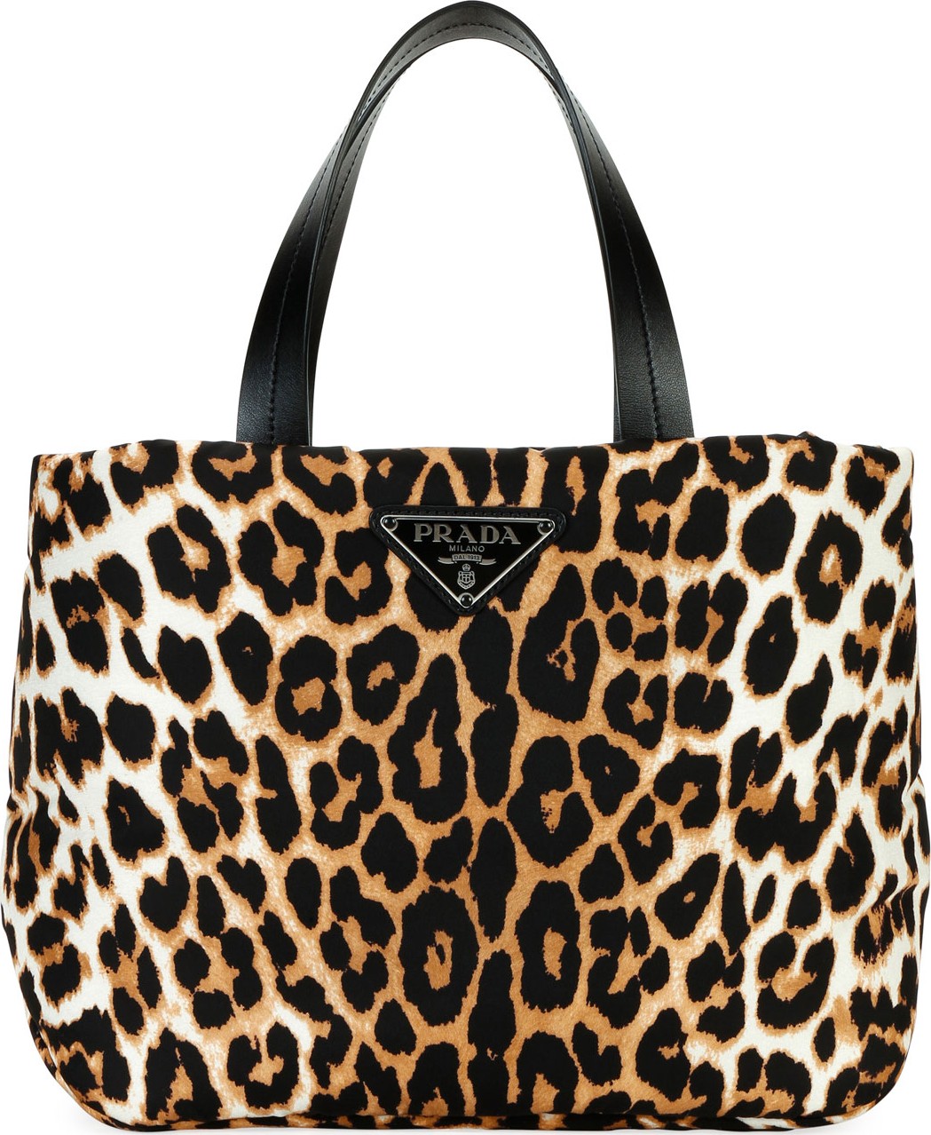 Prada Leopard-Print Nylon Small Tote Bag